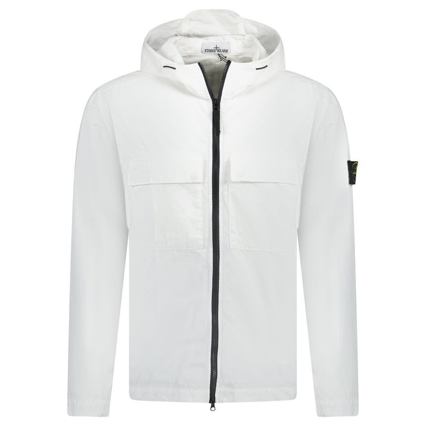 Compass Badge Hooded Overshirt White