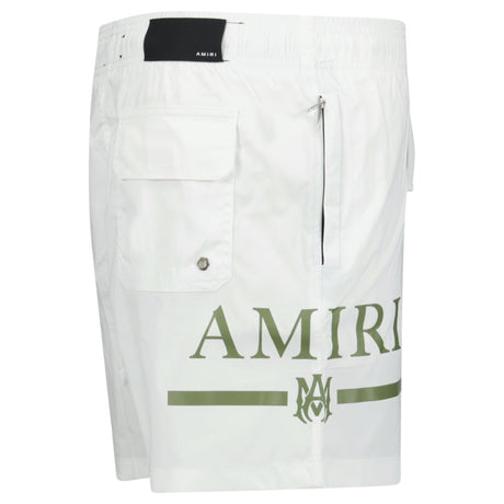 Amiri Ma Bar Green Logo Drawstring Swim Shorts White - Boinclo - Outlet Sale Under Retail