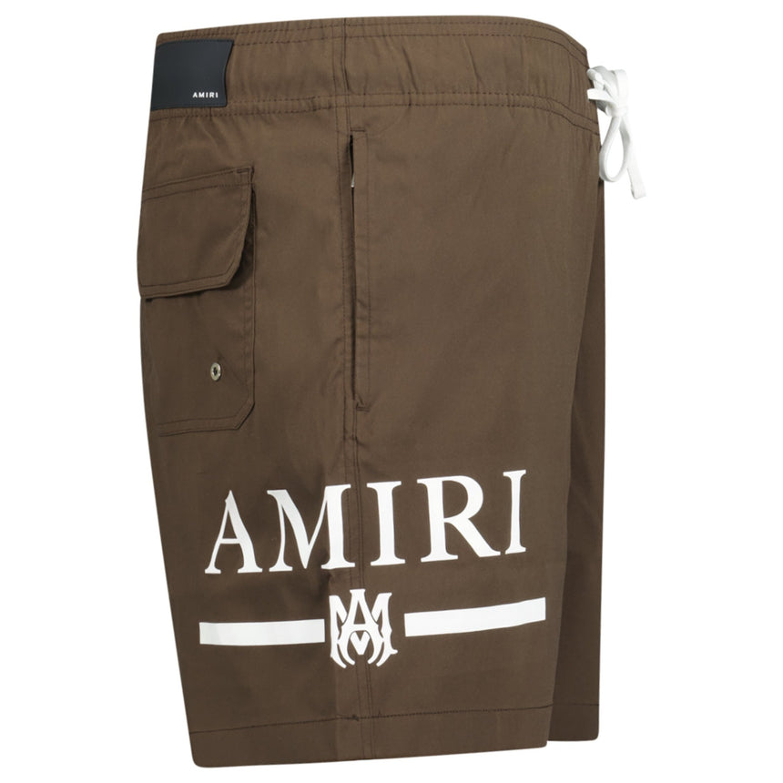 Amiri Ma Bar White Logo Drawstring Swim Shorts Brown - Boinclo - Outlet Sale Under Retail