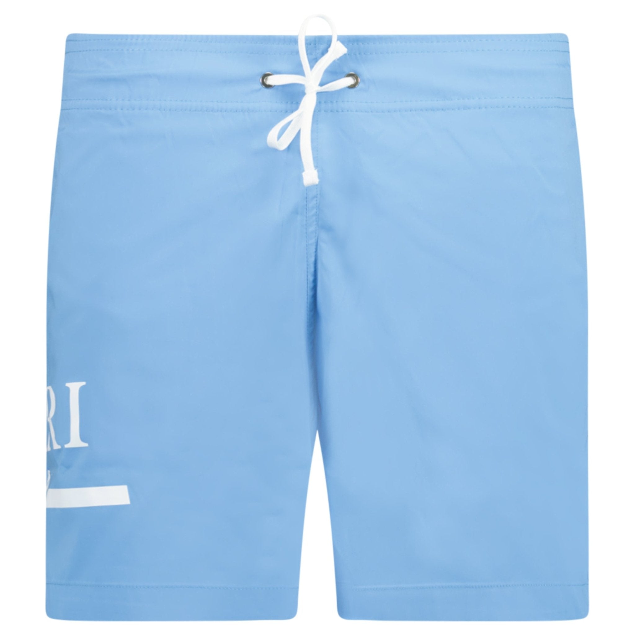 Color variation of Ma Bar White Logo Drawstring Swim Shorts Carolina Blue