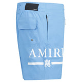 Amiri Ma Bar White Logo Drawstring Swim Shorts Carolina Blue - Boinclo - Outlet Sale Under Retail