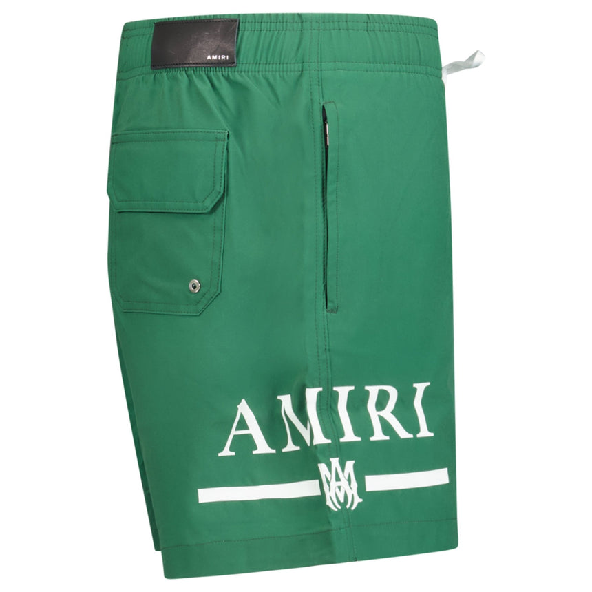 Amiri Ma Bar White Logo Drawstring Swim Shorts Military Green - Boinclo - Outlet Sale Under Retail