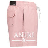 Amiri Ma Bar White Logo Drawstring Swim Shorts Peach - Boinclo - Outlet Sale Under Retail