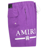 Amiri Ma Bar White Logo Drawstring Swim Shorts Purple - Boinclo - Outlet Sale Under Retail