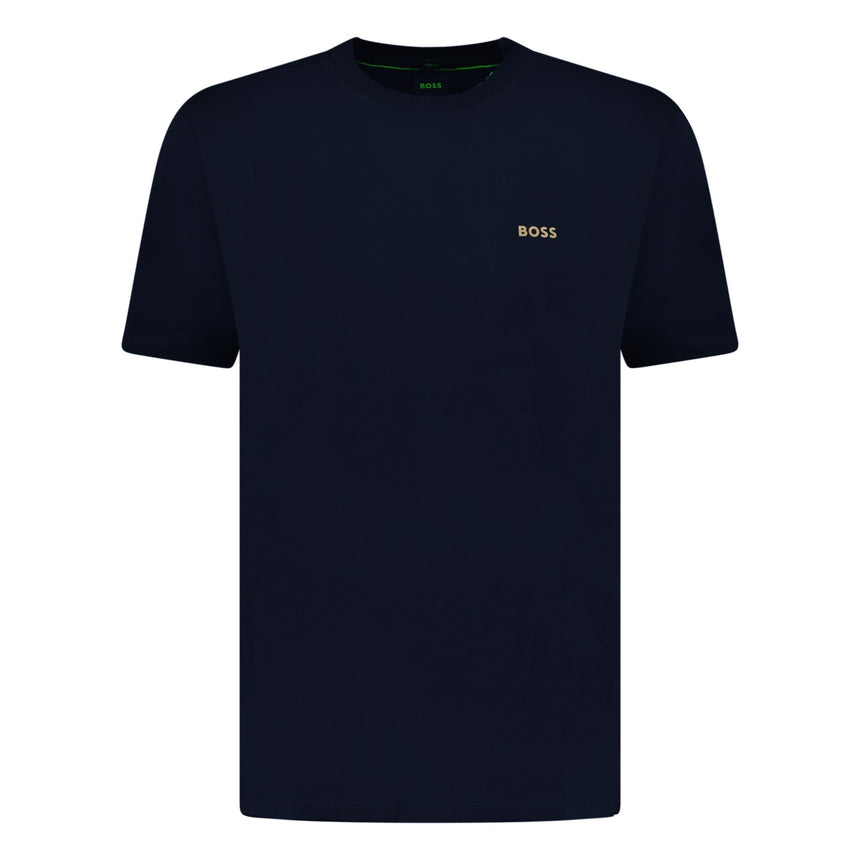 BOSS Active Gold Logo - Print T - Shirt Navy - Boinclo ltd - Outlet Sale Under Retail