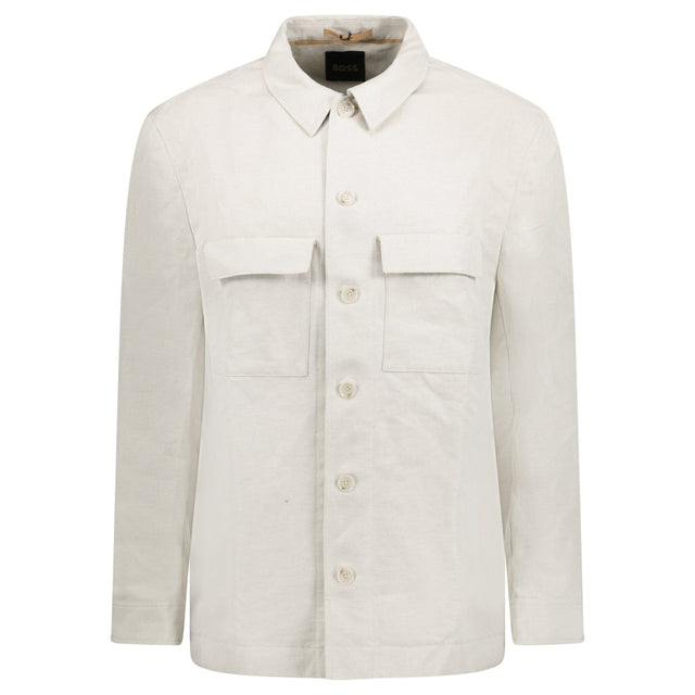 BOSS Corvin Button Up Overshirt White - Boinclo ltd - Outlet Sale Under Retail