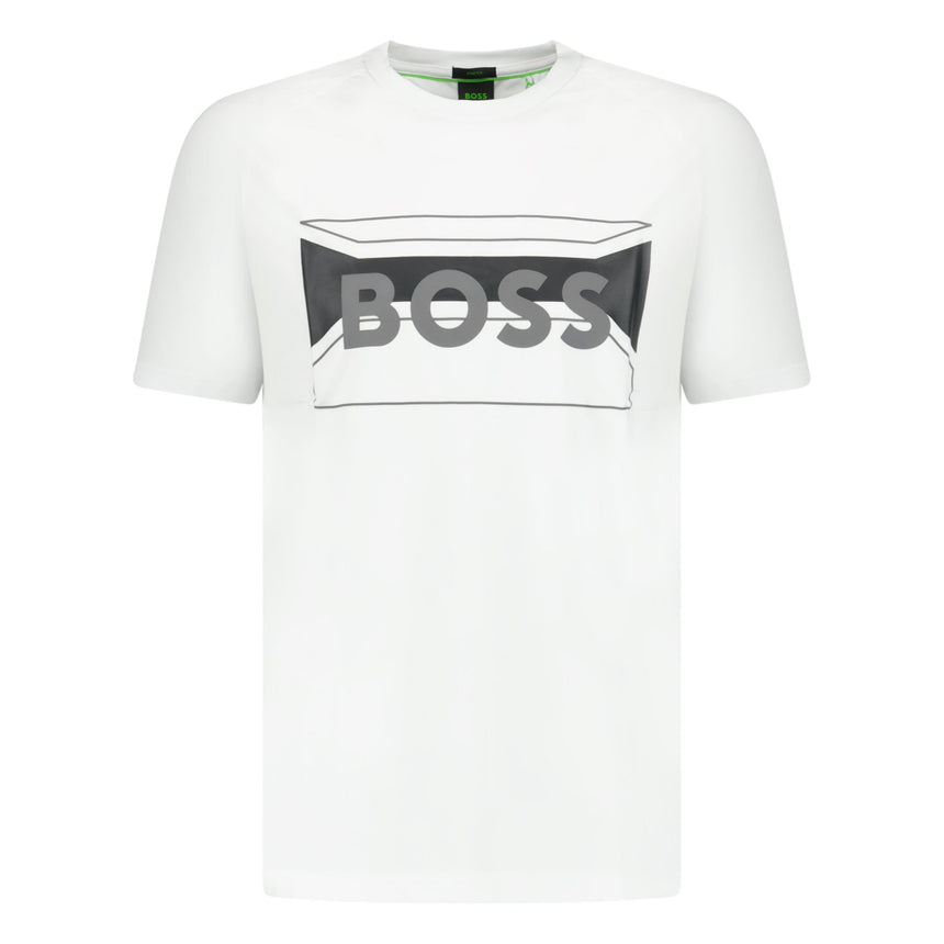 BOSS Cotton - Blend Regular - Fit T - Shirt with Logo Artwork White - Boinclo ltd - Outlet Sale Under Retail