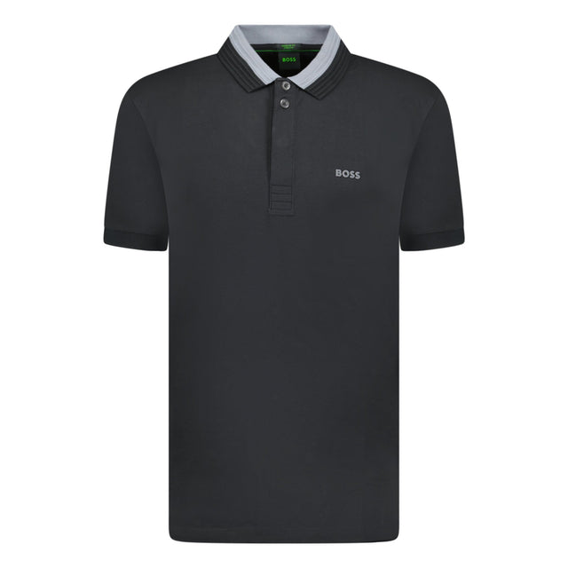 BOSS Stretch - Cotton Polo Shirt with 3D - Stripe Collar black - Boinclo ltd - Outlet Sale Under Retail