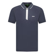 BOSS Stretch Slim - Fit Polo Shirt Zip Placket Navy - Boinclo ltd - Outlet Sale Under Retail