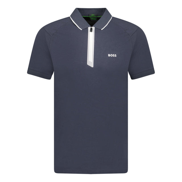 BOSS Stretch Slim - Fit Polo Shirt Zip Placket Navy - Boinclo ltd - Outlet Sale Under Retail