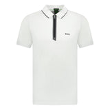 BOSS Stretch Slim - Fit Polo Shirt Zip Placket White - Boinclo ltd - Outlet Sale Under Retail