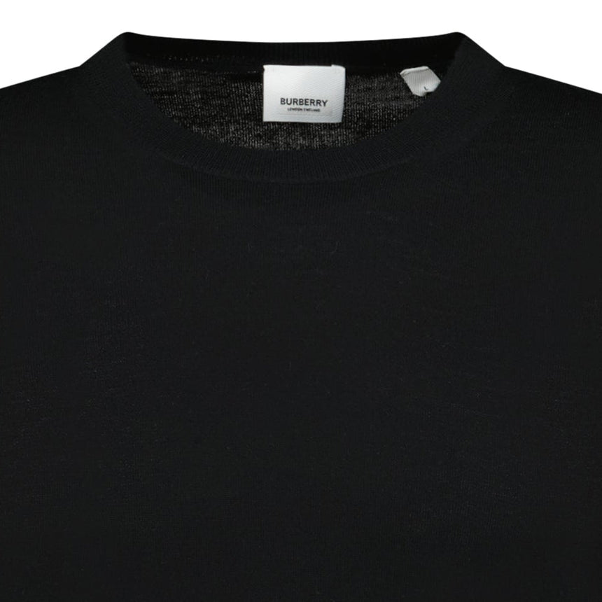 Burberry 'Bempton' Embroidery Check Elbow Wool Jumper Black - Boinclo - Outlet Sale Under Retail