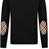 Burberry 'Bempton' Embroidery Check Elbow Wool Jumper Black - Boinclo - Outlet Sale Under Retail