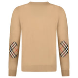 Burberry 'Bempton' Embroidery Check Elbow Wool Jumper Camel - Boinclo - Outlet Sale Under Retail