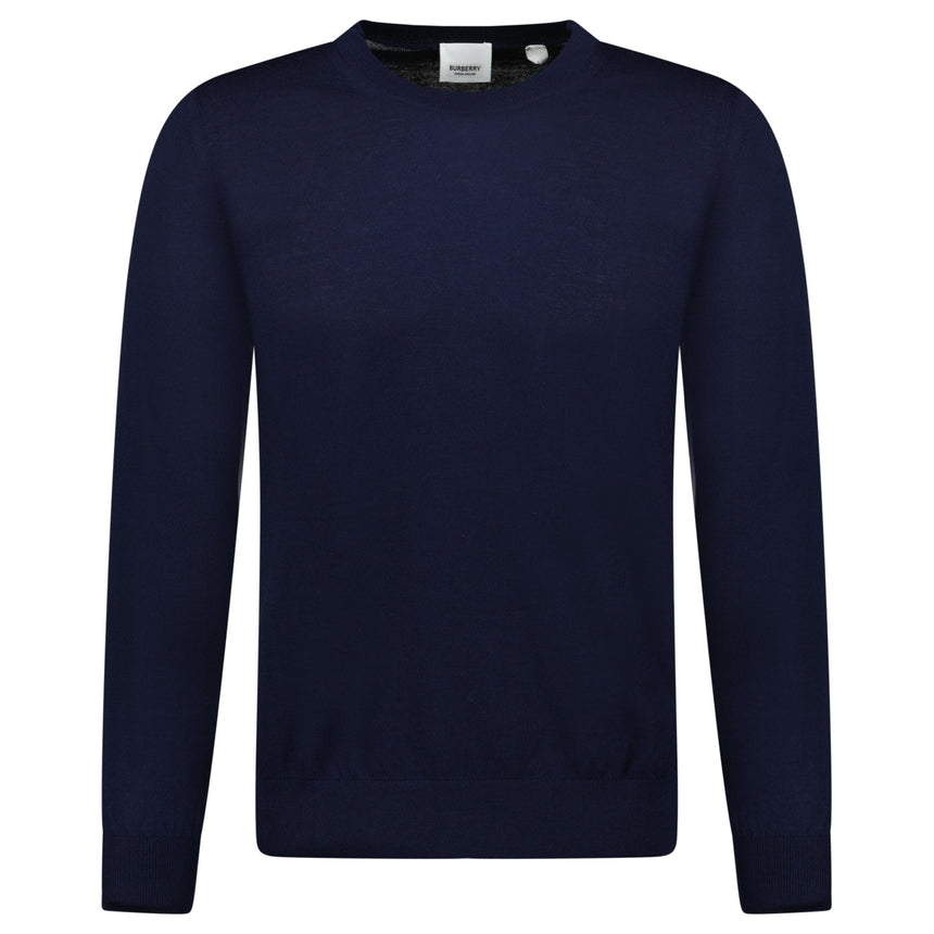 Burberry 'Bempton' Embroidery Check Elbow Wool Jumper Navy - Boinclo - Outlet Sale Under Retail