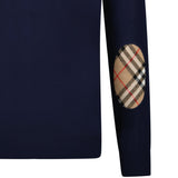 Burberry 'Bempton' Embroidery Check Elbow Wool Jumper Navy - Boinclo - Outlet Sale Under Retail