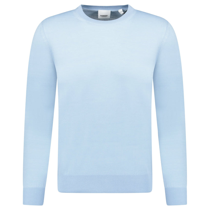 Burberry 'Bempton' Embroidery Check Elbow Wool Jumper Pale Blue - Boinclo - Outlet Sale Under Retail