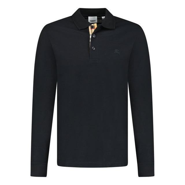 Burberry 'Eddie' Long Sleeved Polo - Shirt Black - Boinclo ltd - Outlet Sale Under Retail