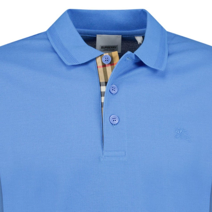 Burberry 'Eddie' Long Sleeved Polo - Shirt Blue - Boinclo ltd - Outlet Sale Under Retail