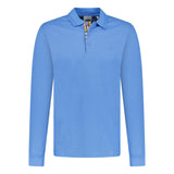 Burberry 'Eddie' Long Sleeved Polo - Shirt Blue - Boinclo ltd - Outlet Sale Under Retail