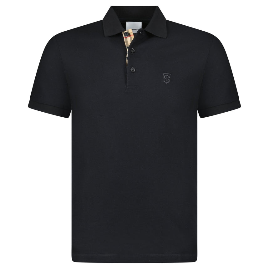 Burberry 'Eddie' TB Check Placket Polo - Shirt Black - Boinclo - Outlet Sale Under Retail