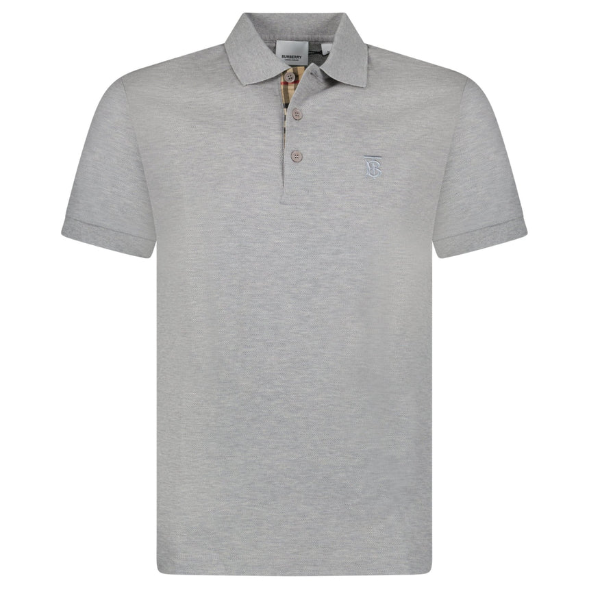 Burberry 'Eddie' TB Check Placket Polo - Shirt Grey - Boinclo - Outlet Sale Under Retail