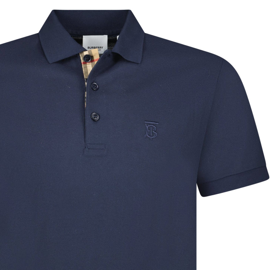 Burberry 'Eddie' TB Check Placket Polo - Shirt Navy - Boinclo - Outlet Sale Under Retail