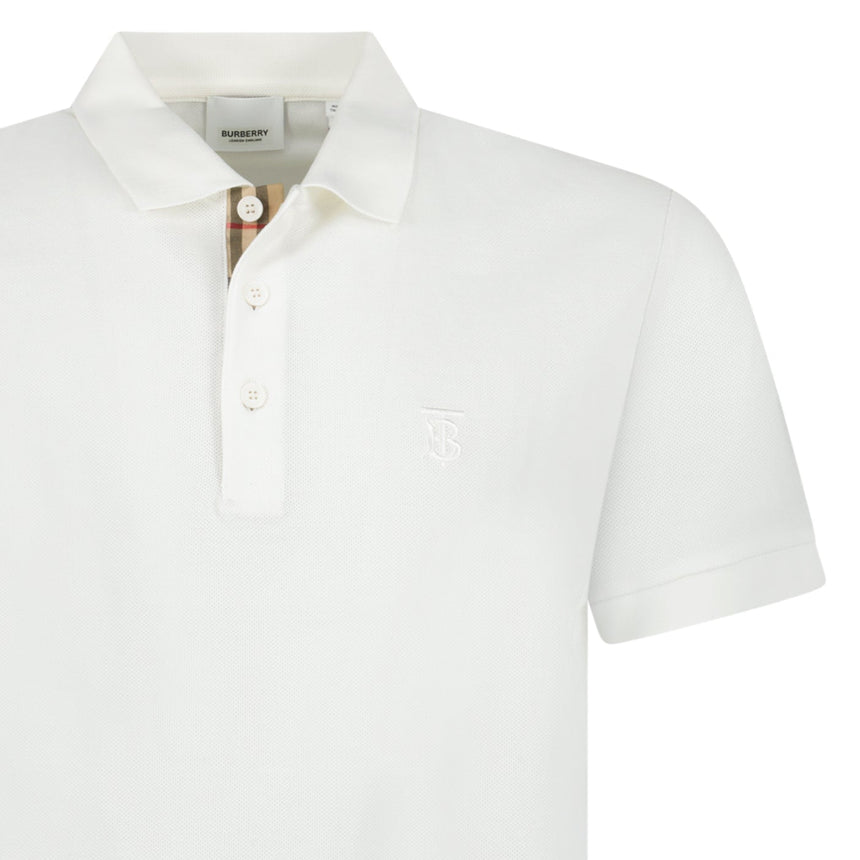 Burberry 'Eddie' TB Check Placket Polo - Shirt White - Boinclo - Outlet Sale Under Retail