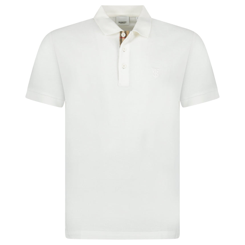 Burberry 'Eddie' TB Check Placket Polo - Shirt White - Boinclo - Outlet Sale Under Retail