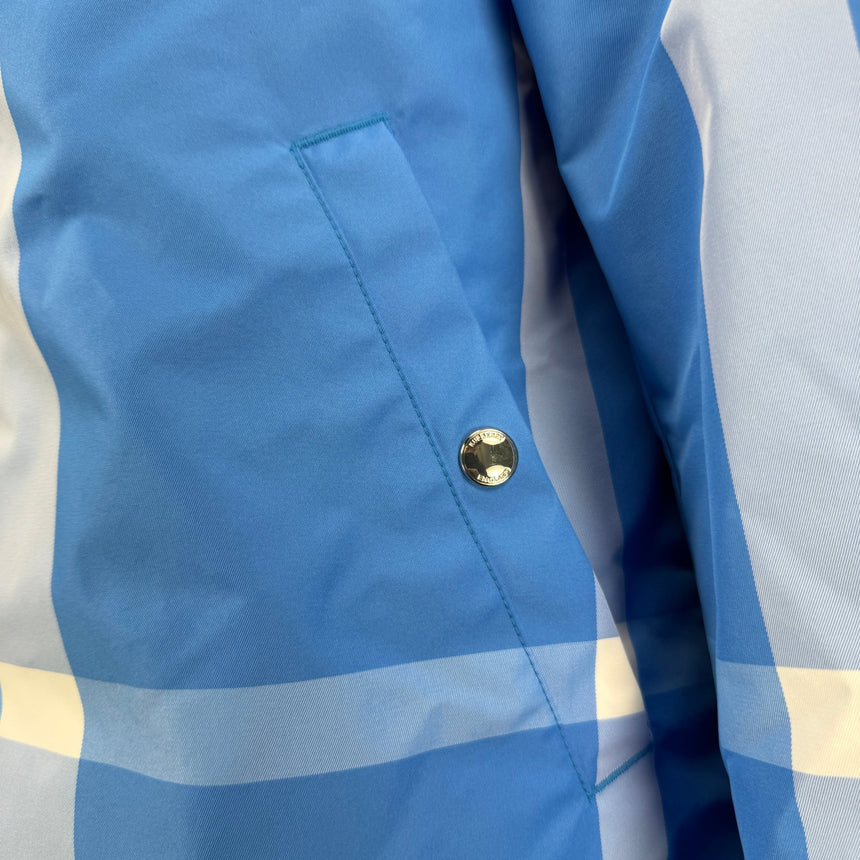 Burberry 'Elmhurst' Checked Hooded Jacket in Blue & White - Boinclo - Outlet Sale Under Retail