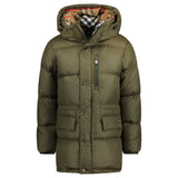 Burberry Halsby Mid Length Down Puffer Jacket Khaki Green - Boinclo - Outlet Sale Under Retail