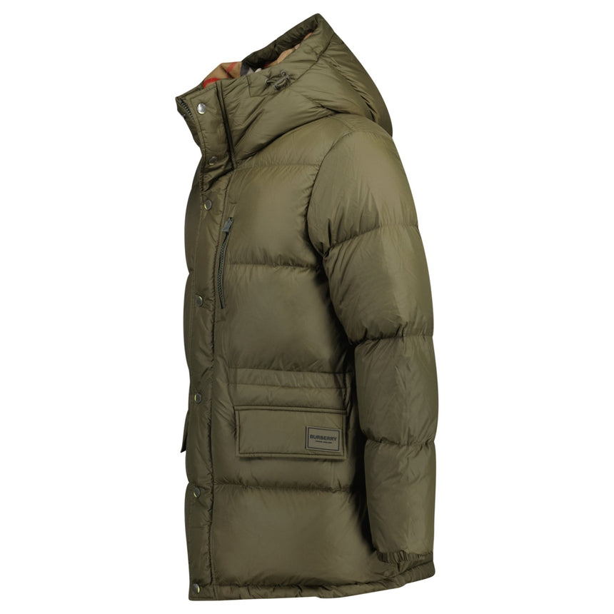 Burberry Halsby Mid Length Down Puffer Jacket Khaki Green - Boinclo - Outlet Sale Under Retail