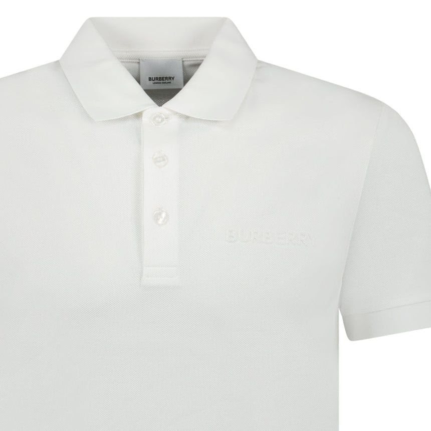 Burberry 'Hartford' Embossed Logo Polo White - Boinclo - Outlet Sale Under Retail