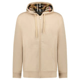 Burberry 'Hove' check Hood Embroidery Logo Hoodie Zip Sweatshirt Beige - Boinclo - Outlet Sale Under Retail