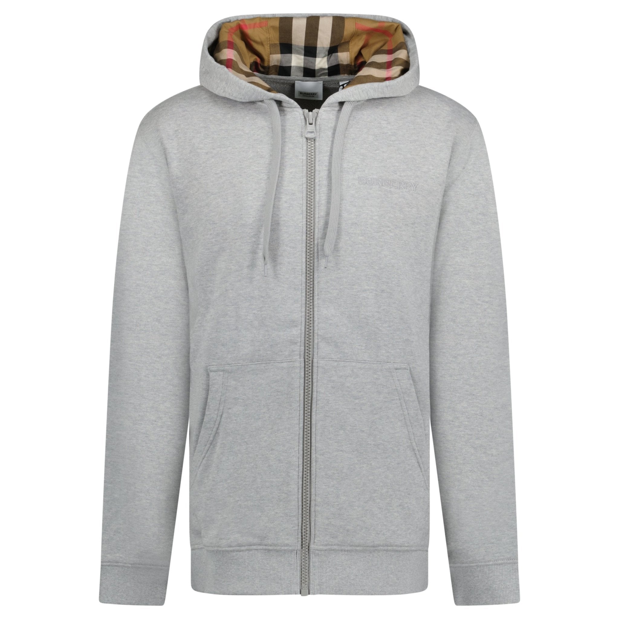 Hove check Hood Embroidery Logo Hoodie Zip Sweatshirt Grey