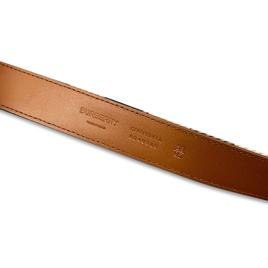 Burberry Leather/ Canvas Reversible House Check Belt Tan Brown - Boinclo - Outlet Sale Under Retail