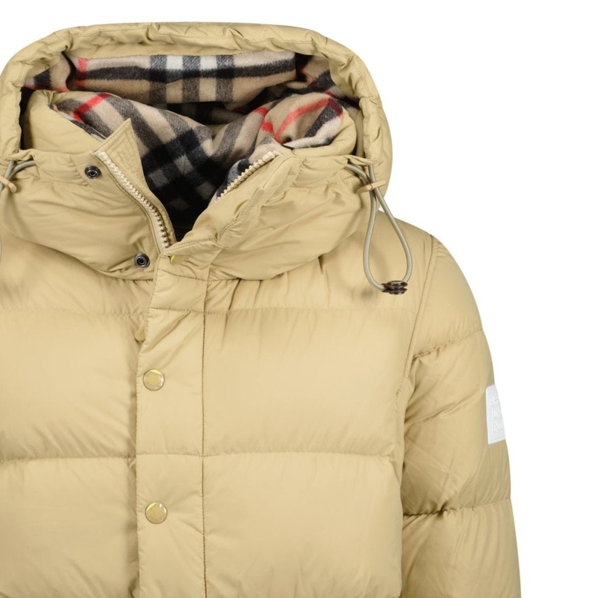 Burberry Lockwell Hooded Check Down Jacket Beige Outlet Sale Always Under Retail Boinclo