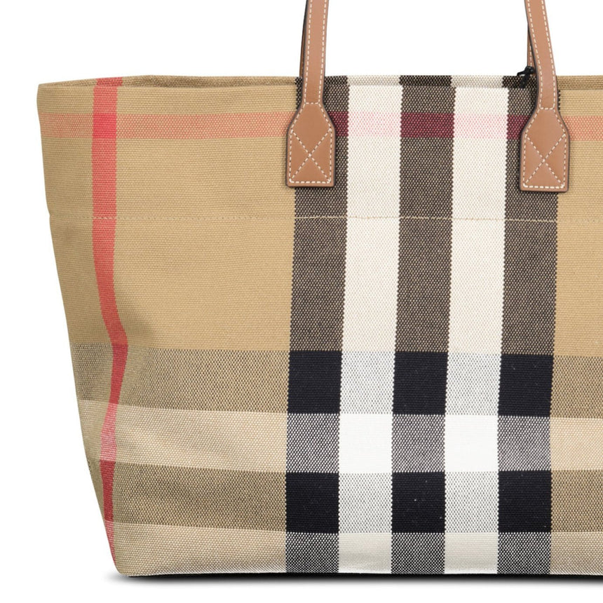 Burberry 'London' Canvas Tote Bag Taupe Brown - Boinclo - Outlet Sale Under Retail