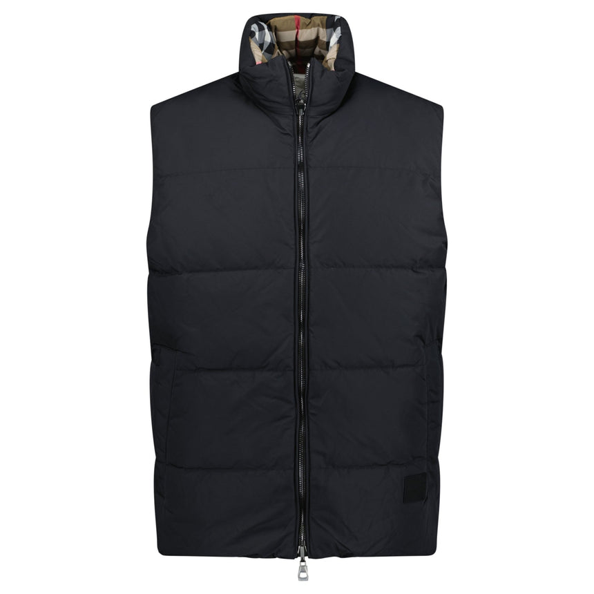 Burberry 'Lowick' Reversible Down Gilet Black & Check - Boinclo - Outlet Sale Under Retail