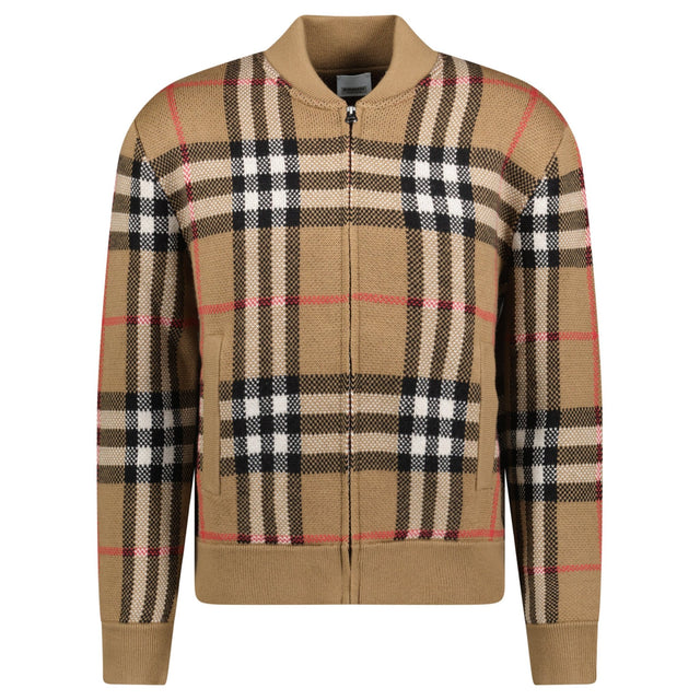 Burberry 'Morland' Knitted Wool Bomber Jacket Taupe Brown - Boinclo - Outlet Sale Under Retail