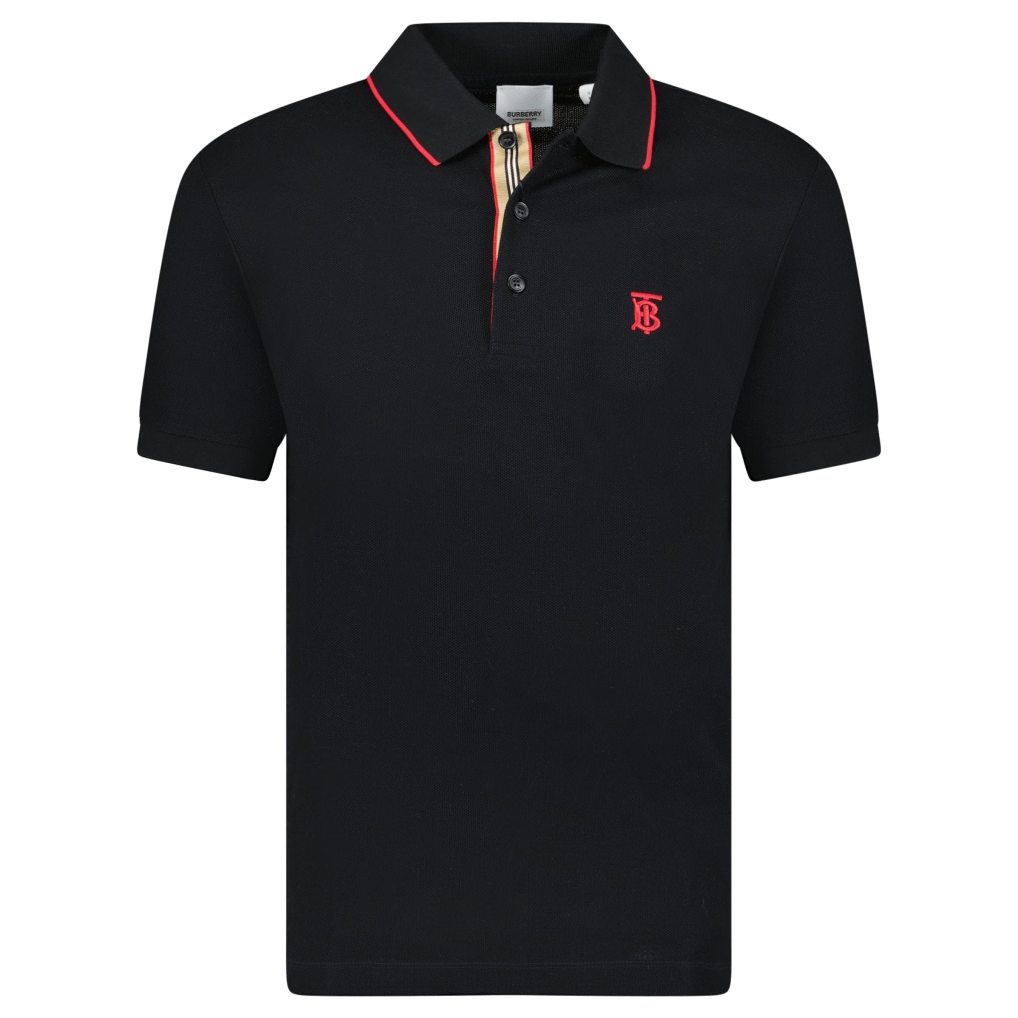 Color variation of 'Walton' Red TB Signature Placket Polo-Shirt Black