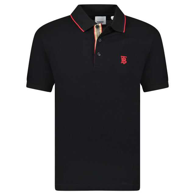 Burberry 'Walton' Red TB Signature Placket Polo - Shirt Black - Boinclo - Outlet Sale Under Retail