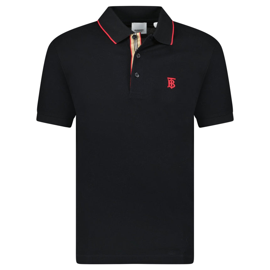 Burberry 'Walton' Red TB Signature Placket Polo - Shirt Black - Boinclo - Outlet Sale Under Retail