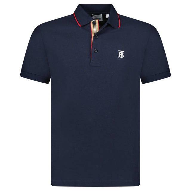 Burberry 'Walton' White TB Signature Placket Polo - Shirt Navy - Boinclo - Outlet Sale Under Retail