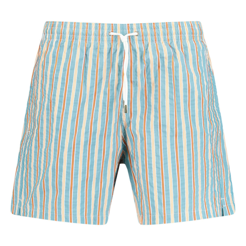 Canali Stripe Swim Shorts Blue, Orange & White - Boinclo ltd - Outlet Sale Under Retail