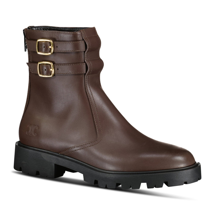 Celine Margaret Calfskin Double Buckle Brown Boots - Boinclo - Outlet Sale Under Retail