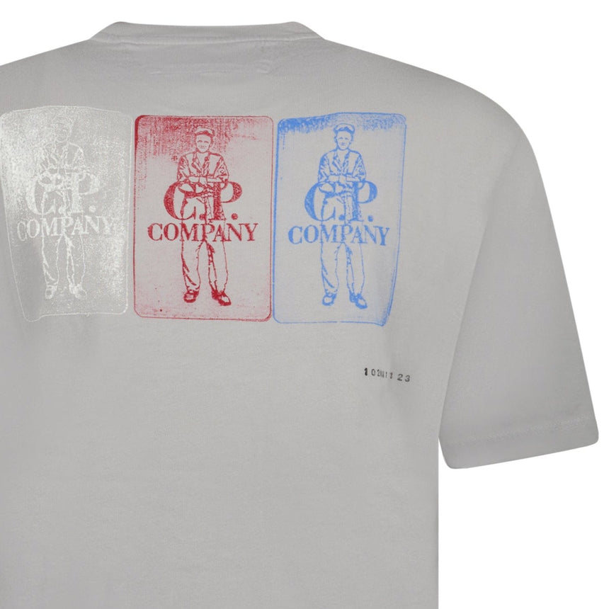 CP Company 24/1 Jersey Artisanal Three Cards T-Shirt in Grey - Boinclo - Outlet Sale Under Retail