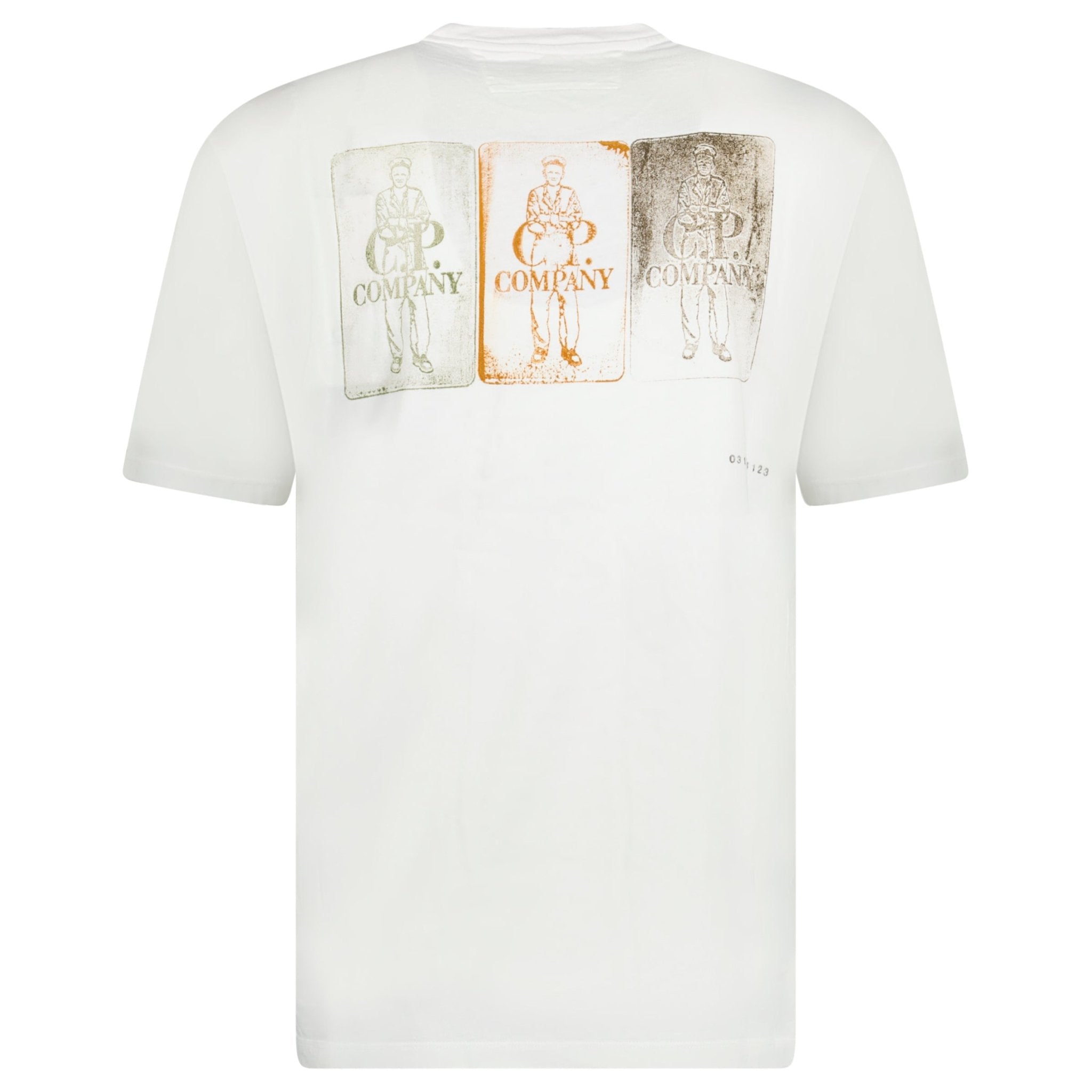 Color variation of 24/1 Jersey Artisanal Three Cards T-Shirt in White