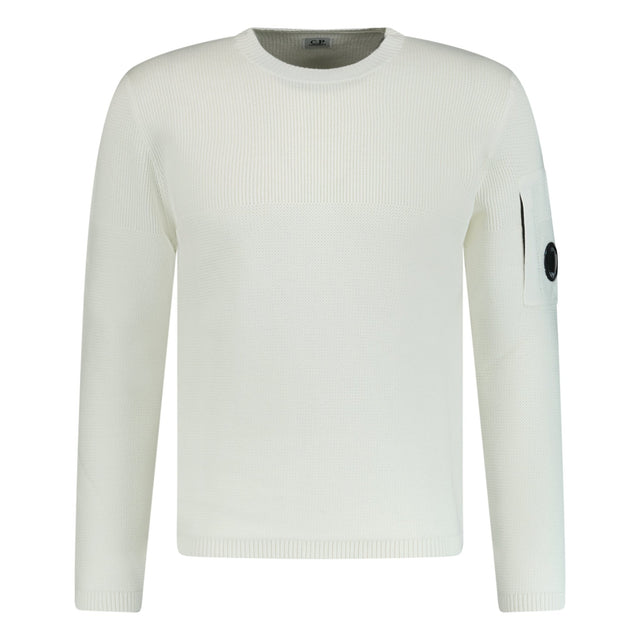 CP Company Arm Lens Knitted Sweatshirt White - Boinclo ltd - Outlet Sale Under Retail