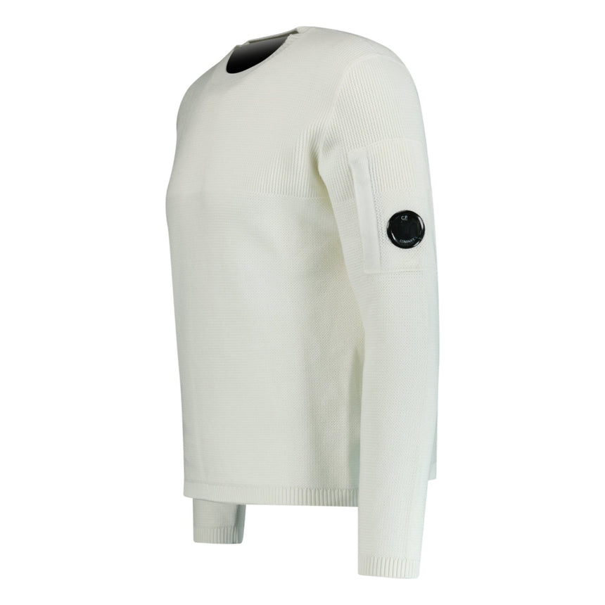 CP Company Arm Lens Knitted Sweatshirt White - Boinclo ltd - Outlet Sale Under Retail